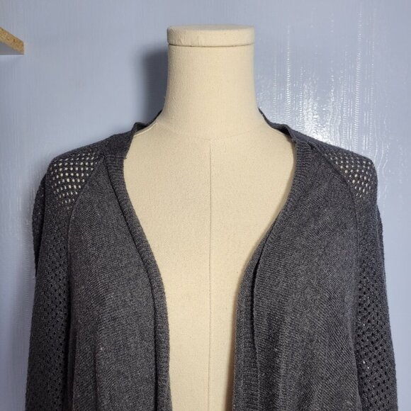 Democracy Medium Dark Gray Dolman Longsleeve Lightweight Open Cardigan Sweater - Picture 2 of 10